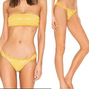 NWT PilyQ Lace Fanned Teeny Bikini Bottoms in Marigold